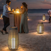 Luces de césped al aire libre impermeable IP65 ratán tejido al aire libre terraza ambiente luces paisaje LED Villa luces decorativas para jardín