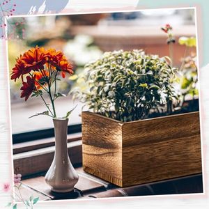 Wholesale 4 Set Modern Solid Wood Planter Box OEM ODM Custom Logo 12x4 Inch Rectangle Flexible Plastic <b>Liner</b> Home <b>Garden</b> Storage - Product Image 2