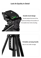 Trípode Profesional F-3366T de 1.4 m con Soporte para Teléfono/Tablet y Cámara, Ideal para Selfies y Transmisiones en Vivo