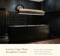 Comptoir de réception personnalisé pour boutique de cigares, présentoir mural en bois pour vin, mobilier de présentation pour magasin de tabac et de produits pour fumeurs