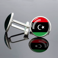 Boutons de manchette en métal avec surface en verre bombé et motif drapeau marocain, bijoux fantaisie pour homme, cadeau