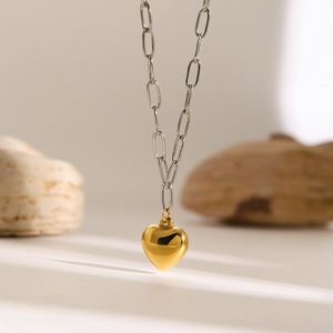 Collar con colgante de corazón de acero inoxidable chapado en oro para mujer, regalo, joyería, accesorio de moda - Product Image 2