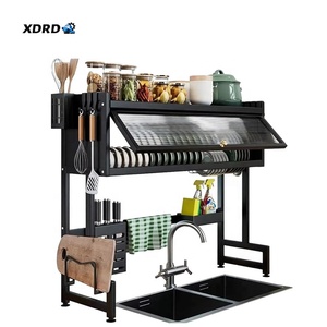 XDRD Non Folding Standing <strong>Dish</strong> Drying <strong>Rack</strong> 33.5 Inch for Small Kitchen Space Saving <strong>Dish</strong> and Bowl Storage Organizer Black - Product Image 1