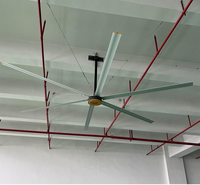 Ventilateur de plafond industriel HVLS de 12 pieds (144 pouces) à vitesses variables, moteur PMSM réversible, 220V, argent