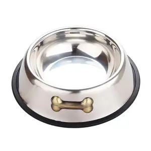 Grosir Aksesori Hewan Peliharaan Mangkuk Makan Anjing Pengumpan Stainless Steel Antiselip - Product Image 1