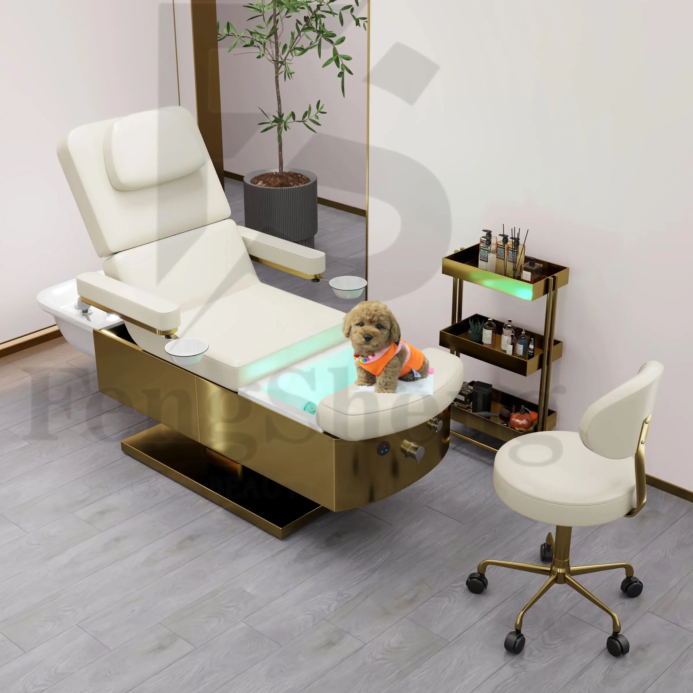 2023 thiết kế mới Thái sang trọng Vua Kích thước đầu chân trên khuôn mặt lông mi Spa Beauty Salon giường tóc rửa điện massage bảng giường