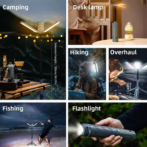 Lampe de travail de camping rechargeable 8000 mAh, support réglable, lumière LED sans fil, lampe torche d'urgence à intensité variable avec trépied télescopique - Product Image 4