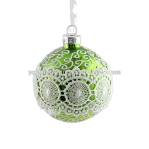 decorative christmas clear green glass ball hand paint glass christmas balls