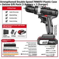 Perceuse à percussion sans fil portable à double vitesse, perceuse pistolet multifonctionnelle pour la construction domestique, moteur CC sans balais OEM, usage industriel