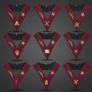 Ensemble de colliers maçonniques en cuir du 14e degré avec badges brodés à coudre, col en V pour sac de vêtements - Product Image 2