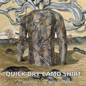 Chemise de chasse et de pêche respirante à séchage rapide pour l'été, manches longues, camouflage cerf, polyester/coton, coupe unisexe, pour la chasse en montagne - Product Image 2