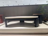 Lot de 2 tables basses contemporaines en MDF, rectangulaires et carrées, durables, 130 cm et 80 cm, noires, pour salon