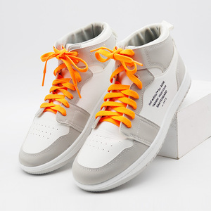 Trắng và màu xám 120cm phẳng dây giày 0.6mm rộng Polyester vật liệu bền 6mm chiều rộng - Product Image 6