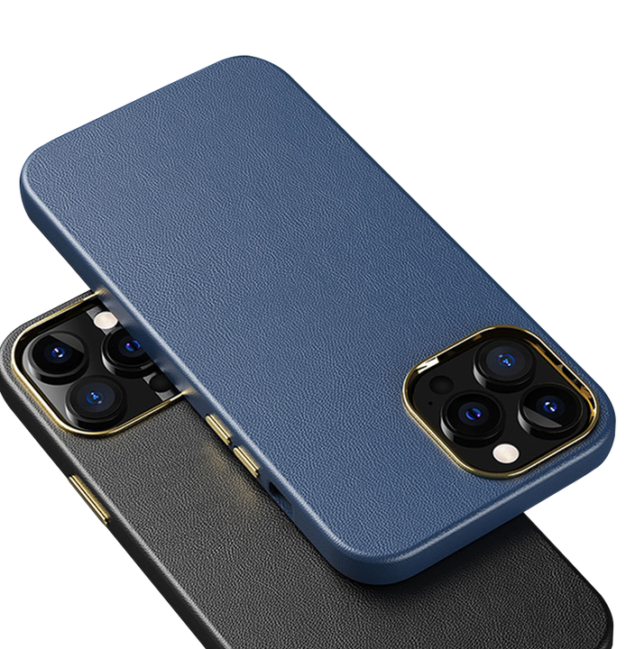 Hot sale Luxury Faux Leather pu electroplating edge bumper phone case