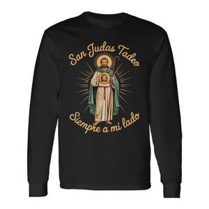 Camiseta de manga larga San Judas Tadeo, diseño religioso siempre a mi lado - Product Image 1
