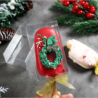 Boîte à gâteau transparente pour sucettes glacées, boîte à bonbons transparente pour glaces, boîte transparente pour animaux de compagnie avec bâtonnets en bois