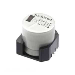 Condensador de Canal de Fabricante CAP ALUM 1500UF 20% 25V SMD 1500 uF Montaje en Superficie UCX1E152MNS1MS - Product Image 1