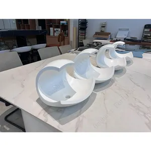 Direct Selling Solid Surface Vanity Small Wall Hanging Bathroom Vanity with Sink Luxury Washing Basin