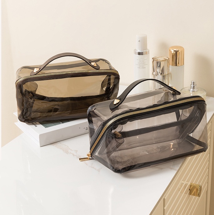cheap pvc travel makeup bag exporter 200 ct Clear Vinyl Size Durable 100% recycled dry Vinyl makeup case The Main bag measures 18 x 10 x 11 MKW 6035 New Waterproof Makeup