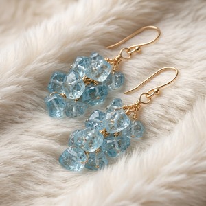 Ear Enlace Oem Odm 14K Gold Plated Wire Wrapped Cluster Rough Aquamarine Dangle Hook Earrings Natural Gemstone Women Jewelry - Product Image 2
