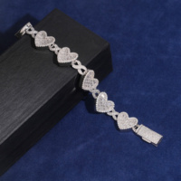 Bracelet cubain infini en argent S925 avec diamants en moissanite, forme de cœur baguette, bijoux de rappeur élégants et luxueux, style hip-hop, 2026