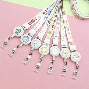 Koreanische Trendy Cute Cartoon verstellbare dehnbare Snap-On Neck Lanyard Polyester Long Epoxy Logo Abzeichen Rollen riemen - Product Image 3