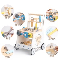 Chariot à outils multifonctionnel en bois pour enfants, assemblage et démontage, écrou, exercice de marche, jouet éducatif, trotteur pour bébé