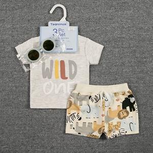 Bulala Ingrosso Set di Abbigliamento Moda per Neonati 0-18 <span class=keywords><strong>Mesi</strong></span>, Alta Qualità in Cotone, Magliette e Pantaloncini, <span class=keywords><strong>3</strong></span> Pezzi Traspiranti e Carini - Product Image 5