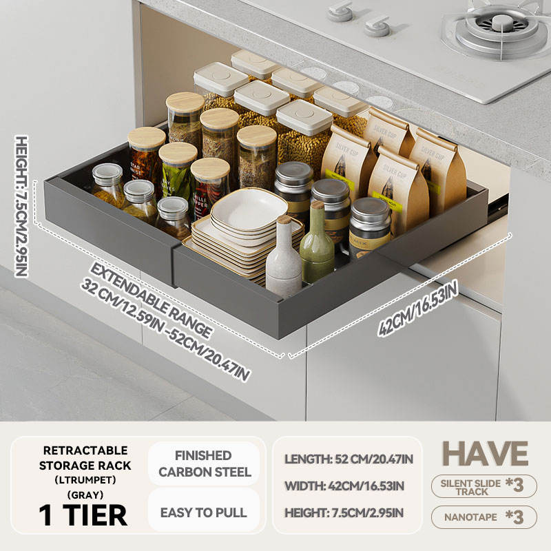 Gris * Petit plateau de rangement télescopique (32-52cm)