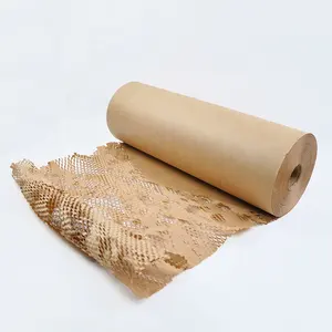 Koruyucu yastıklama özelleştirilmiş boyutu 50cm 10m 80Gms ambalaj rulosu siyah beyaz kahverengi Kraft Wrap petek desenli kağıt