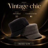 Casquette Gavroche Rayée Vintage à Visière Plate Style Cadet pour Hommes et Femmes