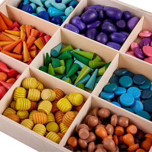 Blocs de construction arc-en-ciel en bois moderne Puzzle Set Cône Goutte d'eau Nid d'abeille Champignon Jigsaw Toy - Product Image 6