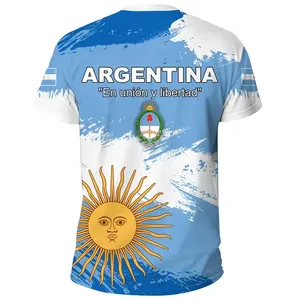 定制印花点播衬衫阿根廷天蓝色太阳足球流行主题服装男士休闲短袖t恤各种尺寸