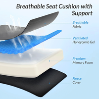 Coussin de siège ergonomique orthopédique en mousse à mémoire de forme TPE double couche, rafraîchissant et antidérapant, pour bureau et voiture, vente en gros