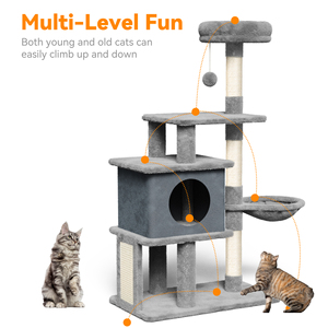 Modern Durable 4-Level Cat Tree with Hidden House Sisal <b>Scratching</b> <b>Post</b> Plush Climbing Frame for Indoor Cats - Product Image 2