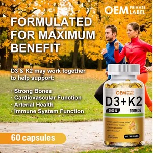 Cápsulas Blandas de <span class=keywords><strong>Vitamina</strong></span> D3 K2 OEM <span class=keywords><strong>2</strong></span> en 1, Vitaminas D y <span class=keywords><strong>K</strong></span>, Suplemento para la Salud Ósea, Cardíaca e Inmunológica con Aceite de Coco - Product Image 4