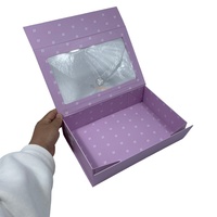 Caja de regalo magnética plegable de lujo personalizada, caja de embalaje de cartón rígido para ropa y zapatos con ventana transparente