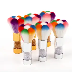 Benutzer definiertes Logo Rainbow Jewel Staubent ferner Pulver Acryl bürste Weiche bunte Nail Art Staub bürste