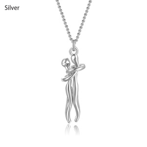 SOGRIA in acciaio inox abbraccio coppia ciondolo collana minimalista amanti abbraccio oro argento nero per le donne anniversario regalo OEM - Product Image 5