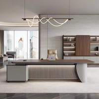 Scrivania Direzionale Moderna e Semplice, Grande Tavolo Esecutivo, Set Elegante di Scrivania e Sedia da Ufficio, Nuovo Modello