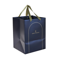 Boîte cadeau de luxe personnalisée écologique bleu marine à double porte pour le Festival de la Mi-Automne, avec décoration LED Lune et Lapin, fermeture magnétique