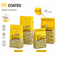 Sacs à Popcorn en Gros Enduits de PE avec Fermeture à Lanière Métallique pour Snacks de Popcorn, Sacs en Papier de Qualité Alimentaire Résistants à la Graisse