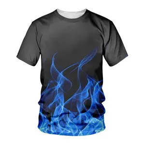 T-Shirt da uomo Summer Flame girocollo in poliestere t-Shirt Base Shirt europa e America 3D Flame abbigliamento da uomo di grandi dimensioni