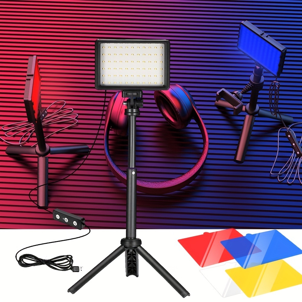 Kit 2 Lampes LED Ci-Fotto Pour Photo/vidéo - 5600K USB Avec Trépieds Et Filtres Couleur - Pour YouTube, TikTok