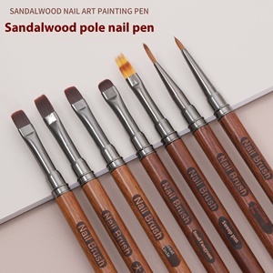Japanese Poly Gel Nail Brush Sandalwood Handle Flat Oval Painting <b>Builder</b> Brush Professional Manicure Nail Art Tool Wholesale - Product Image 5