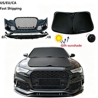 Kit de Parachoques Delantero Estilo RS6 C7.5 con Rejilla de Panal y Parasol para Audi A6 S6 C7.5 2012-2018, Accesorios de Tuning de C7 a C7.5