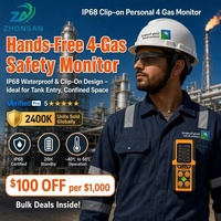 Monitor Personal de Gases Nivel 4 IP68, Detector de 4 Gases Tóxicos H2S CO O2 con Clip, Microclip BW