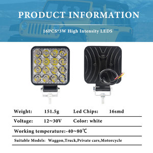 Faro da Lavoro a LED 12V 16SMD per Auto, Super Luminoso, Impermeabile, per Fuoristrada, Camion, SUV, Trattori, Accessori Auto - Product Image 5