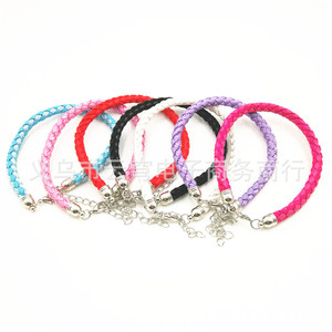 Pink Braided Leather Cord <b>Bracelet</b> 6Mm Single Layer With Metal Clasp For Gift Jewelry - Product Image 4