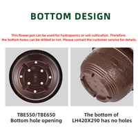Pot de culture hydroponique géant pour plantes d'intérieur, balcon, terrasse, pots carrés en plastique pour fleurs, drainage extérieur